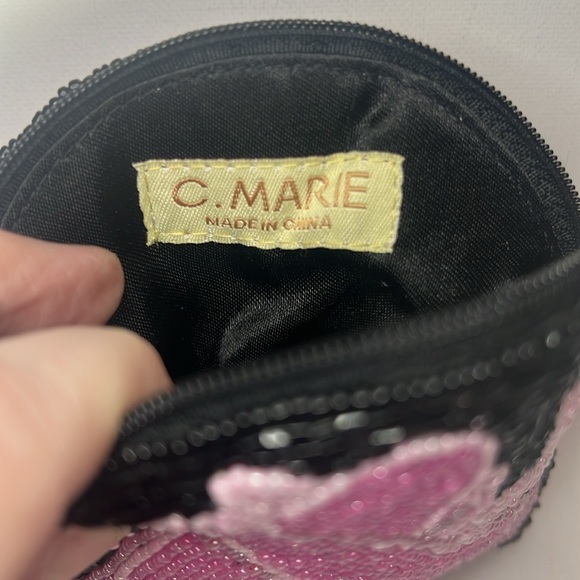💥3/10 Sale - C. Marie Beaded Black and Pink Ballet Slippers Coin Purse - Picture 5 of 7